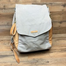 Leader Diaper Bag Backpack- Grey, Camel, Cream- Canvas  Vegan Leather