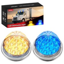 Watermelon Light 17 LED Dual Color 2PCS Stainless Steel Bezel Amber Amber Blue