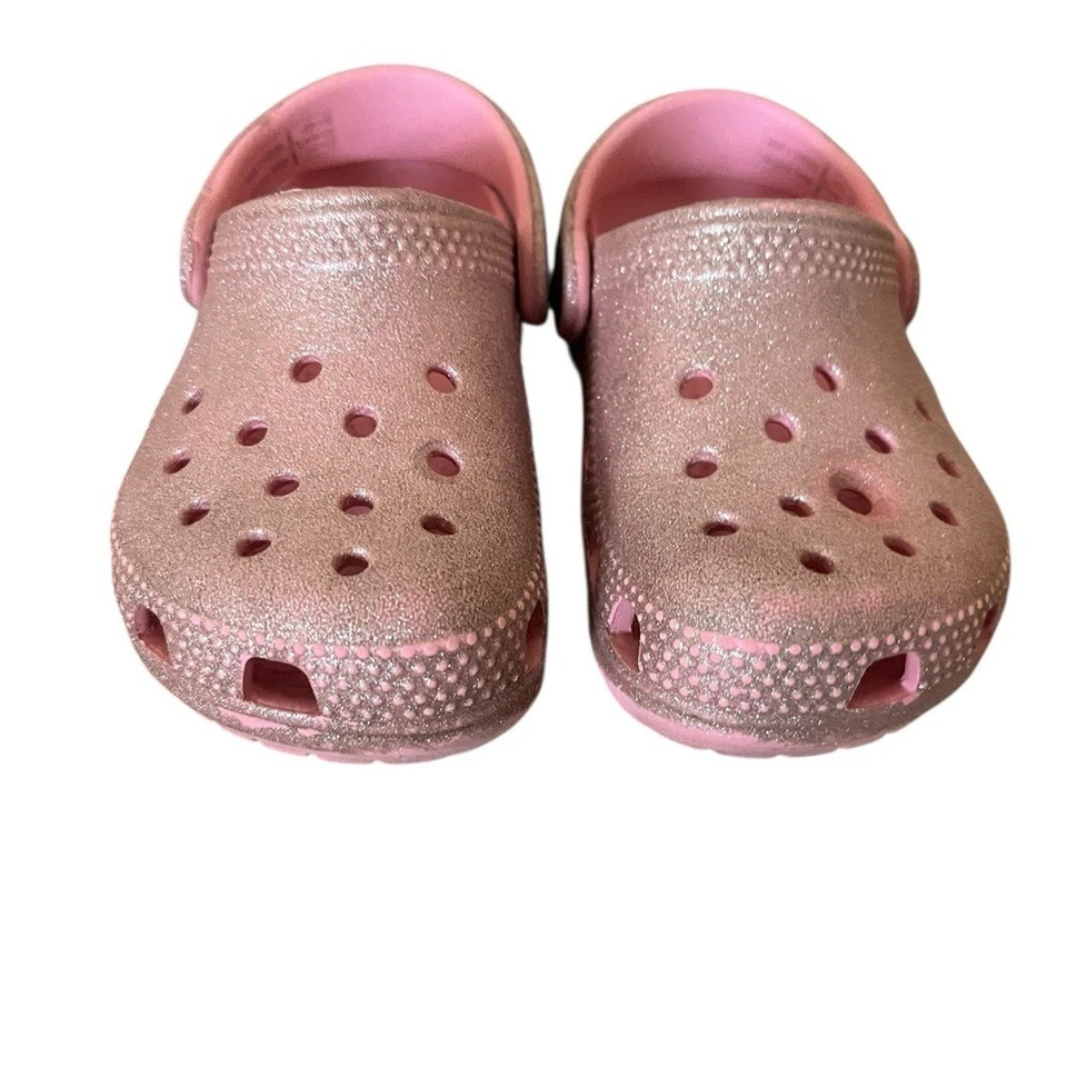 CROCS Lot of 3 Classic Pink and Purple Glitter Sandals Shoe Toddler Girls Size 7 - Image 4 of 4