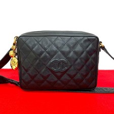 Chanel Matelassé Caviar Skin Shoulder Bag Women Black One Size