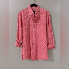 Scott Barber plaid woven 100 percent cotton button shirt size medium