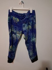 AVIA Leggings Workout Pants Cropped Womens yoga Size Large Blue Floral