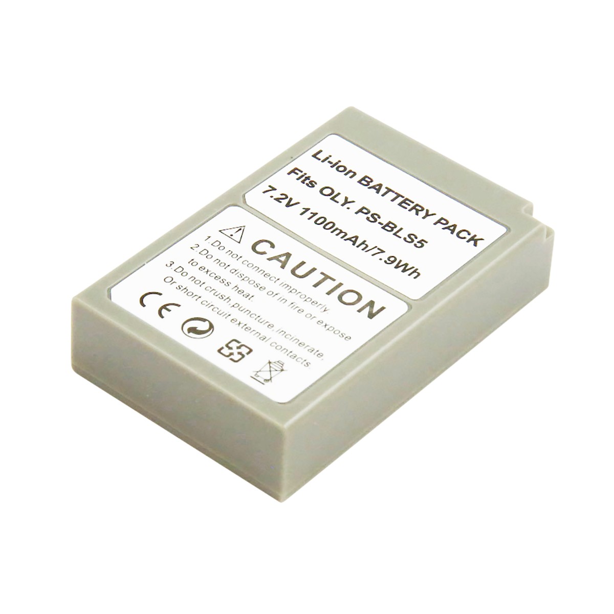 Batterie Olympus BLS-5 par Avizar - Li-ion 7.2V 1100mAh pour appareil photo reflex, gris