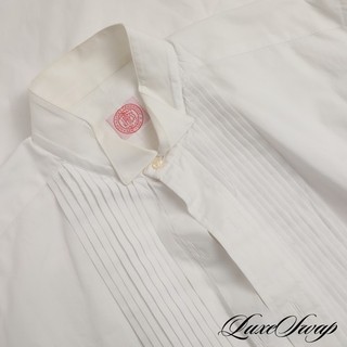 Vintage J. Press Made in USA White Buttonless Pleated Tuxedo Shirt 15.5 34 NR