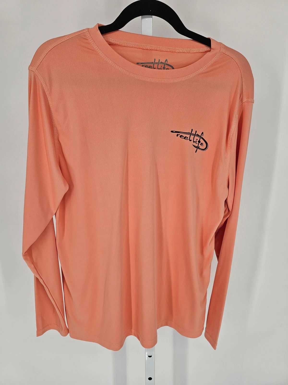 Reel Life Mens Sz M Long Sleeve Fishing shirt UPF Light Orange Athletic