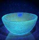 Blenko Art Glass Cobalt Blue 6" Starburst Daisy Bowl Handcraft Original Sticker