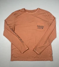 Panama Jack Shirt Mens Medium Orange Long Sleeve Pocket Bill Collector Fishing
