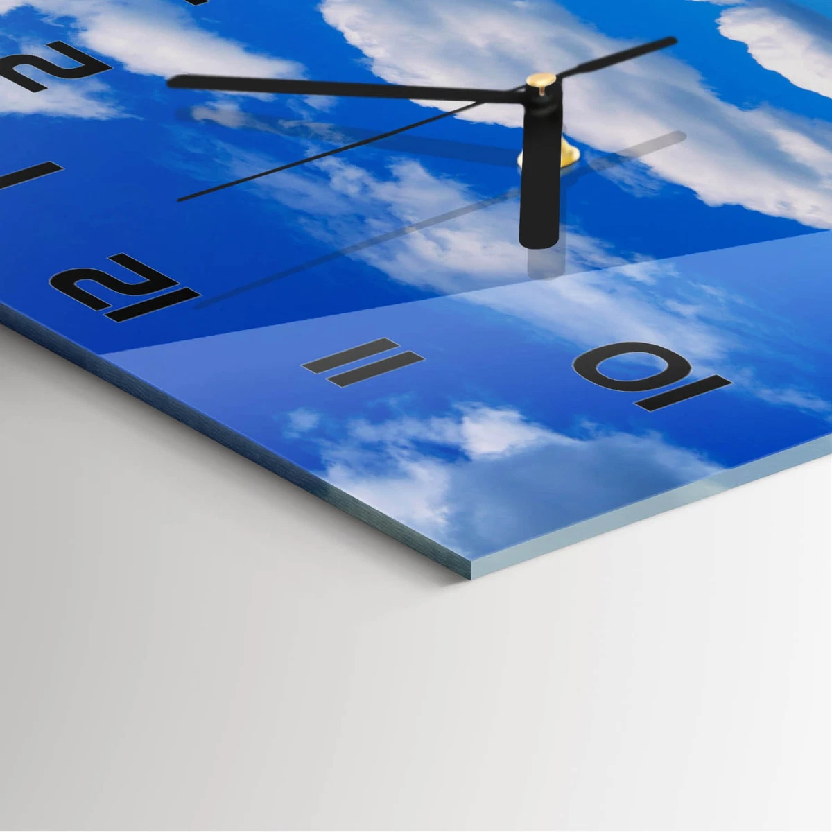Reloj de Pared Rectangular Vidrio Templado Premium Nubes en el Cielo 60x30 cm