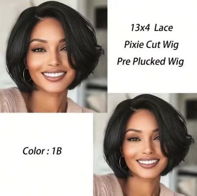 Echthaar Pixie Cut Perücke 13x4 Pixie Cut Lace Frontal Wig - 6 Inch 150 Dichte 