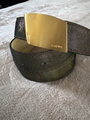 Loewe Madrid Rare Iridescent Leather Belt Gold Buckle  display picture 2