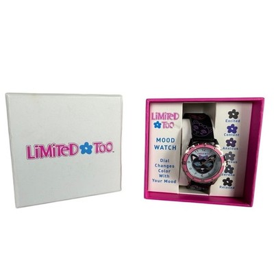 Limited Too Kids Girls Mood Watch Cat Face Color Changing Dial Pink Bezel