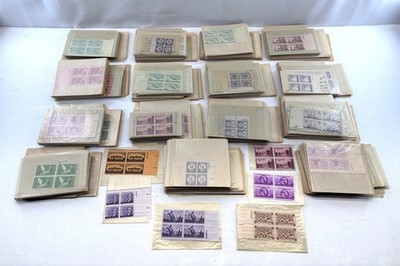 Huge Lot US 3 Cent Stamp Blocks Plate Blocks Estate Purchase Stored in Glassine