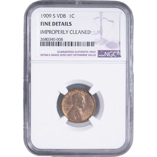 1909-S VDB 1c Lincoln Wheat Cent ~ NGC Fine Details - Key Date