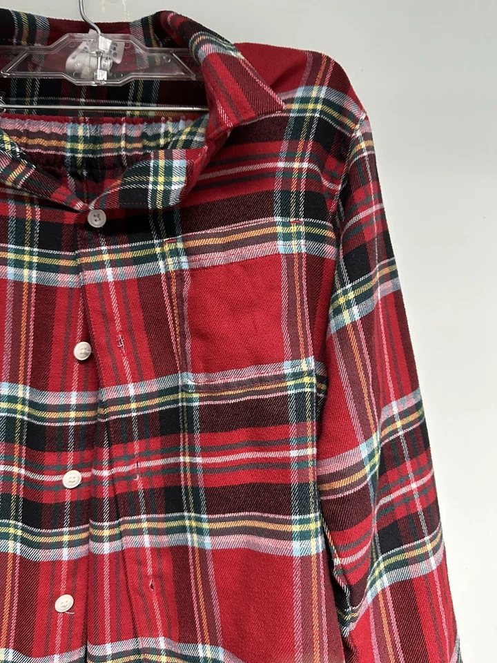 Lands End 儿童男女通用 14 码红色格子法兰绒圣诞假日睡衣套装 — 第 2/4 张图片