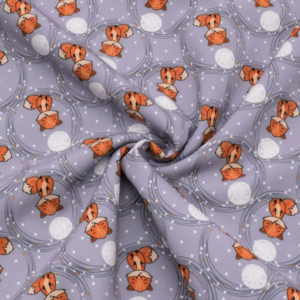 50 cm Softshell Jackenstoff Funktionsstoff mit Fuchsmotiv Kinderstoff