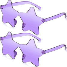 2 Pcs Star Shape Rimless Sunglasses Transparent Candy Color Sunglasses Party Fav