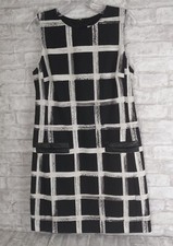 Eliza J Sleeveless Dress 8 Black White Window Pane Print Office Business Career