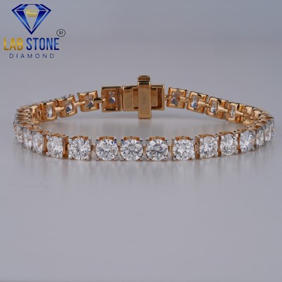 26.00 TCW Round Cut Labgrown Diamond Bracelet 925 Silver Labstone