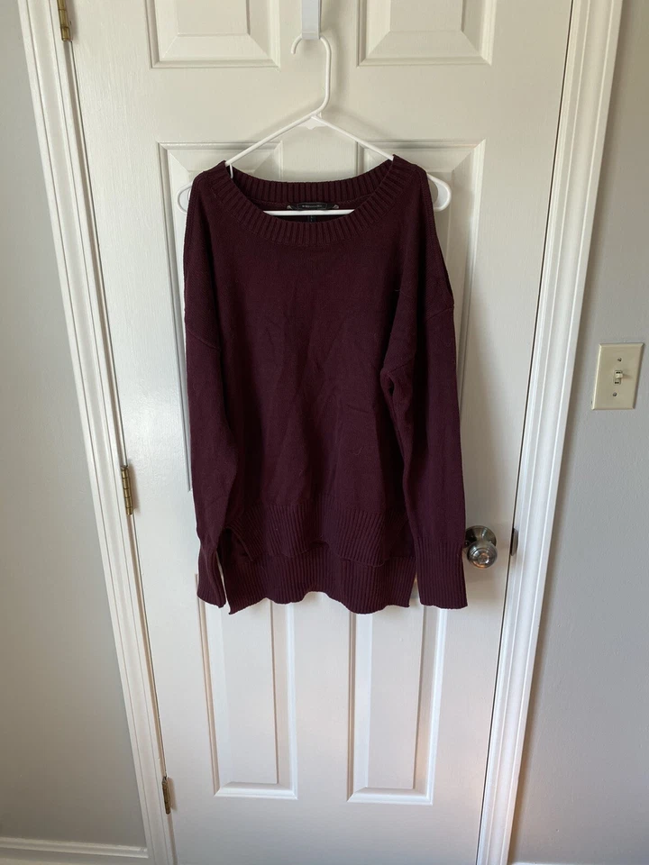 Suéter Pullover BCBG Max Azria Para Mujer Hombro Frío Manga Larga Alto-Bajo, L Foto 3 de 4