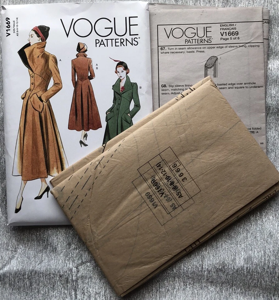 Vogue Patterns V1669 Misses' Coat Sizes 6-8-10-12-14 - Image 2 of 3