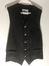 MENS VINTAGE BLACK GIANNI VERSACE V2 VEST WITH METAL V2 BUTTONS MADE IN ITALY