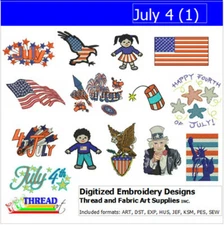 Embroidery Design Set - July 4(1) - 14 Designs - 9 Formats - USB Stick