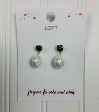 LOFT Pearlized Rhinestone Mini Drop Earrings ...