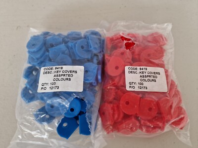 FARBE SCHLÜSSELKAPPE KAPSELN TOP ABDECKUNGEN ETIKETTEN ID MARKER SCHLÜSSELRINGKAPPEN ROT BLAU X 150+