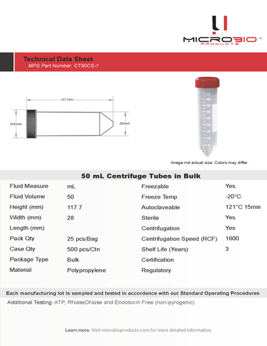 50mL Centrifuge Tubes Conical Sterile , 500/Case – Limited Time Offer! - Picture 5 of 5