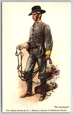 Military~The Cavalryman Painting By WL Sheppard~PM 1961~Tichnor Vintage Postcard