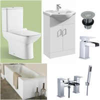 Veebath Linx 1700 Bathroom Suite- Vanity Unit, Bath,panel,taps,rimless Geneve Wc Veebath Linx 1700 Bathroom Suite- Vanity Unit, Bath,panel,taps,rimless Geneve Wc