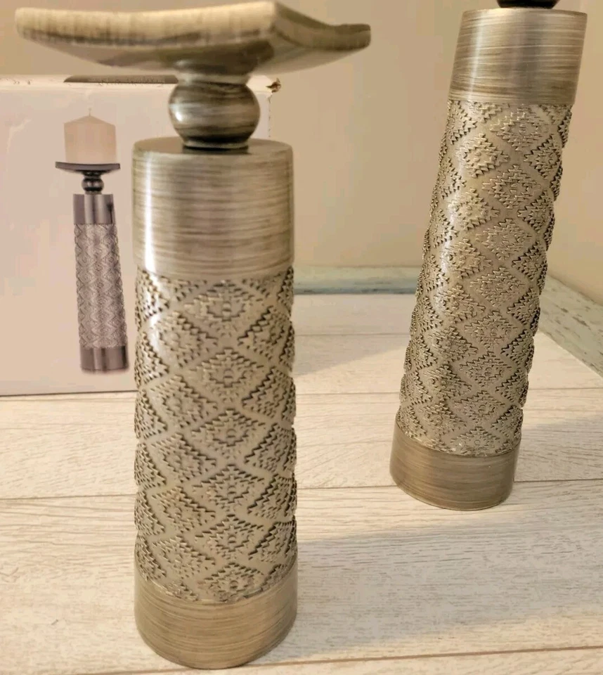 Creative Scents Silver Candle Holder Set Of 2 Dublin Collection - Image 4 of 4