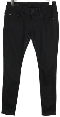 G-STAR Midge Zip Niedrig Super Eng Jeans Damen W28/L30 Dehnbar Schwarz