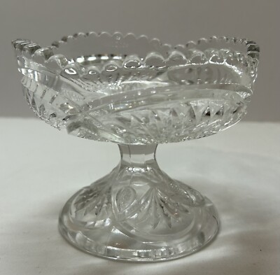 Crystal Pedestal Multi Purpose Dish/Bowl Cut Glass Scalloped Edge 4 