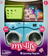 NEW!! My Life As Laundry Play Set Real Sounds & Agitating Washer/Dryer