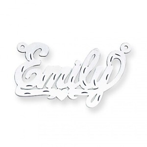 Authentic 10K White Gold Plated .013 Gauge Polished Diamond-cut Emily Nameplate