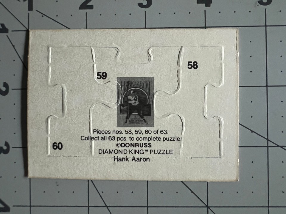 Hank Aaron 1986 Donruss Leaf Diamond King Trading Card Puzzle 58, 59