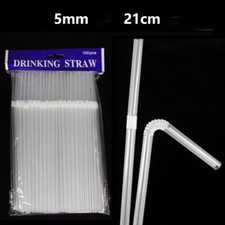 100x Straws Flexible Bendy Large Drinking Straw Colourful Birthday Party
