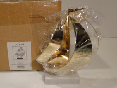 Dicksons Footprints 24k Gold Plate/Marble Sailboat 5 1/2'' H NEW in Box