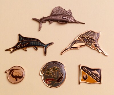 Lot 6 Anstecknadeln Schwertfisch Marlin Sport Angeln Steinhaufen Australien Jet Tours