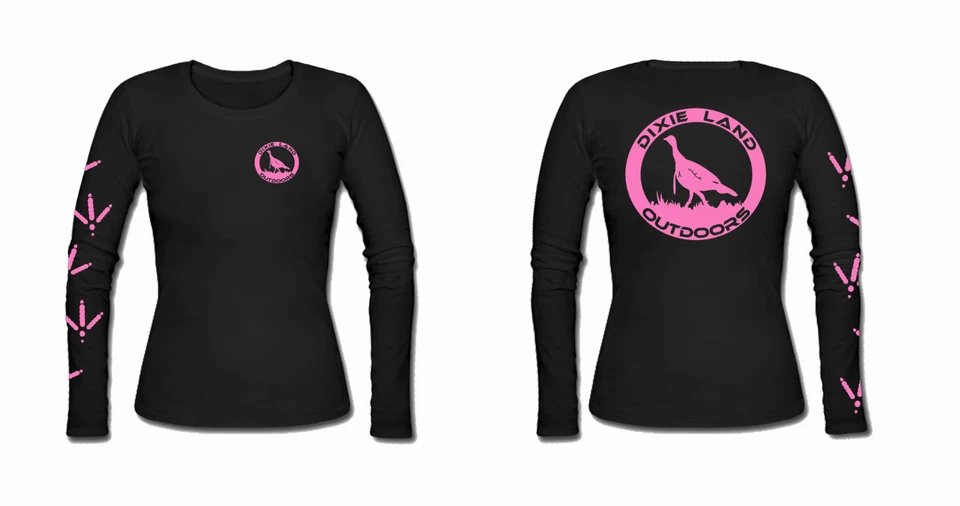 Hunting t shirt Turkey Dixie Land Outdoors Women's Long Sleeve girls huntress