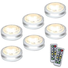 Starxing Puck Lights with Remote, Battery Operated Under Cabinet Lighting, Le...