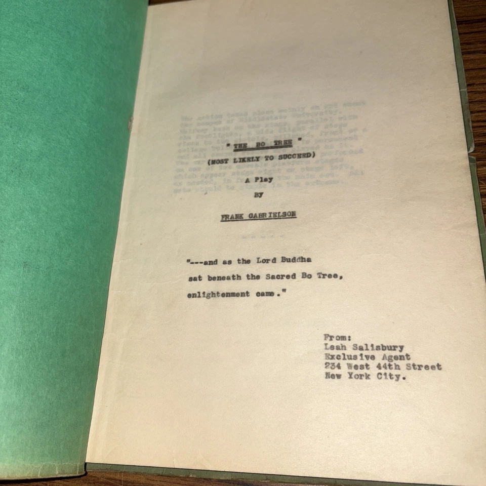 VTG Original Leah Salisbury Play Script: The Bo Tree by Frank Gabrielson - Image 2 of 4
