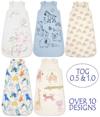 Baby Schlafsack TOG 1.0 & TOG 0,5 Baumwolle gefüttert 0-36M Unisex Jungen Mädchen Prints
