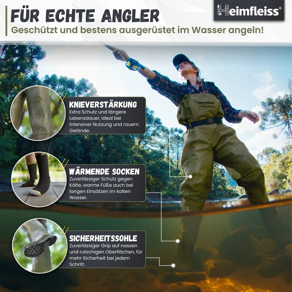 Wathose-n Herren/Damen Angler-Hose wasserdicht mit Stiefel Fischer Angelanzug - Bild 4 von 4