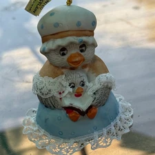 Caring Critter Chimers Bird Figurine Bisque Porcelain Bell Ornament Vintage 80s