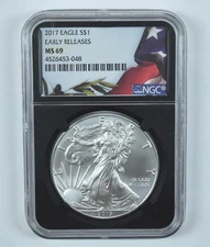 2017 American Silver Eagle Early Releases MS69 NGC Flag Label