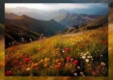 Vibrant Mountain Wildflower View 5"x7" Print on Matte Paper | Oil Landscape Art