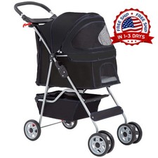 Cochecito para mascotas con 4 ruedas, Rueda delantera giratoria de 360    grados