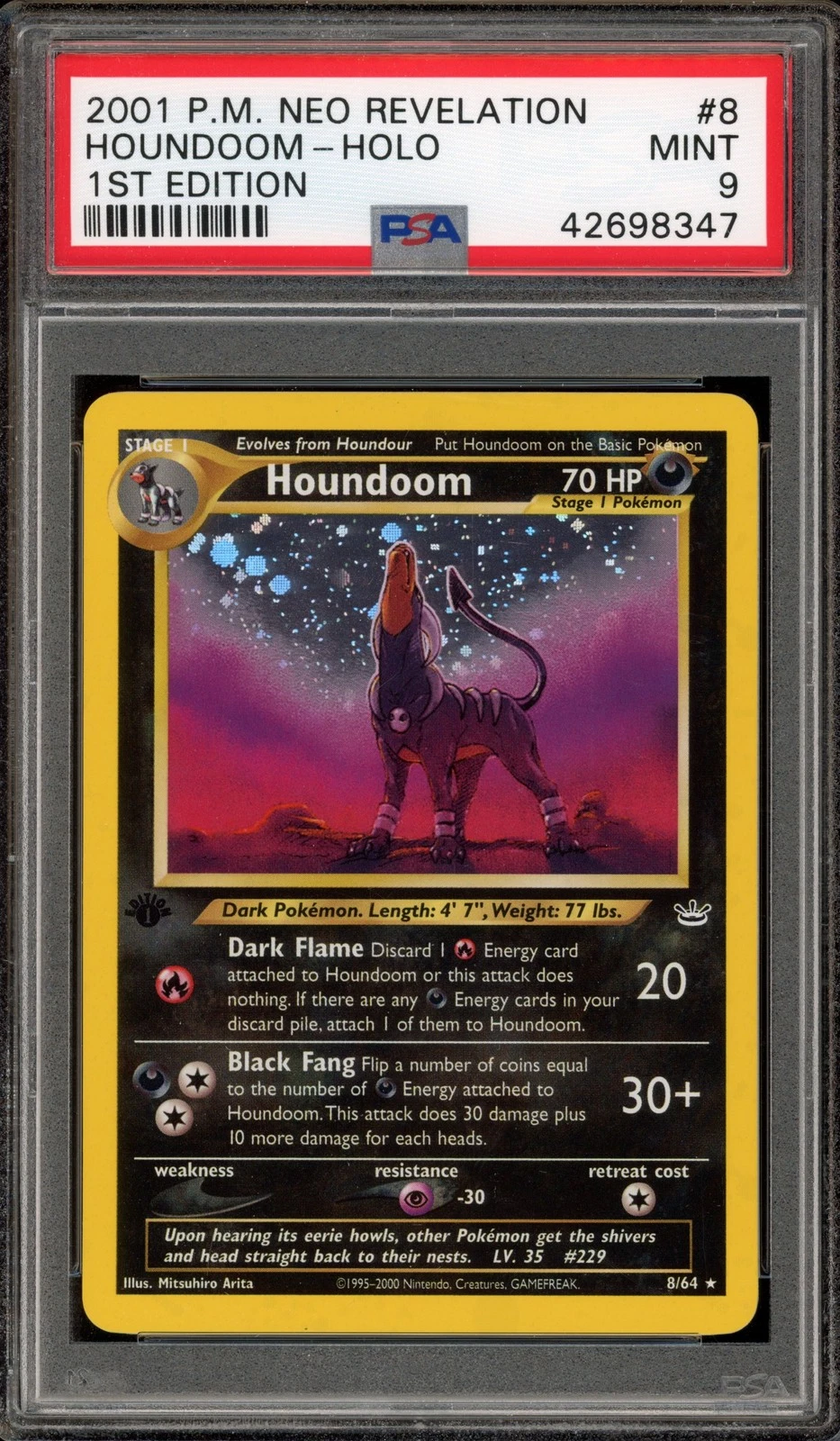 Pokemon Houndoom Neo Revelation 1st Edition Holo Rare #8 PSA 9 Mint